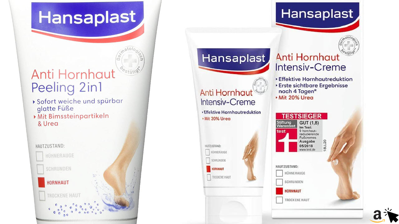 Hansaplast Anti Hornhaut 2in1 Peeling & Intensiv-Creme zur Hornhaut Entfernung an den Füßen, feuchtigkeitsspendende Hornhaut Creme mit 20% Urea