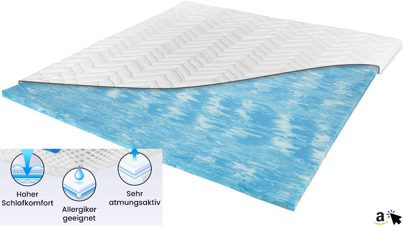 Meos Gel-Schaum Topper für Matratzen & Boxspringbett - Bezug bis 60°C waschbar, Matratzenauflage 200 x 200 cm