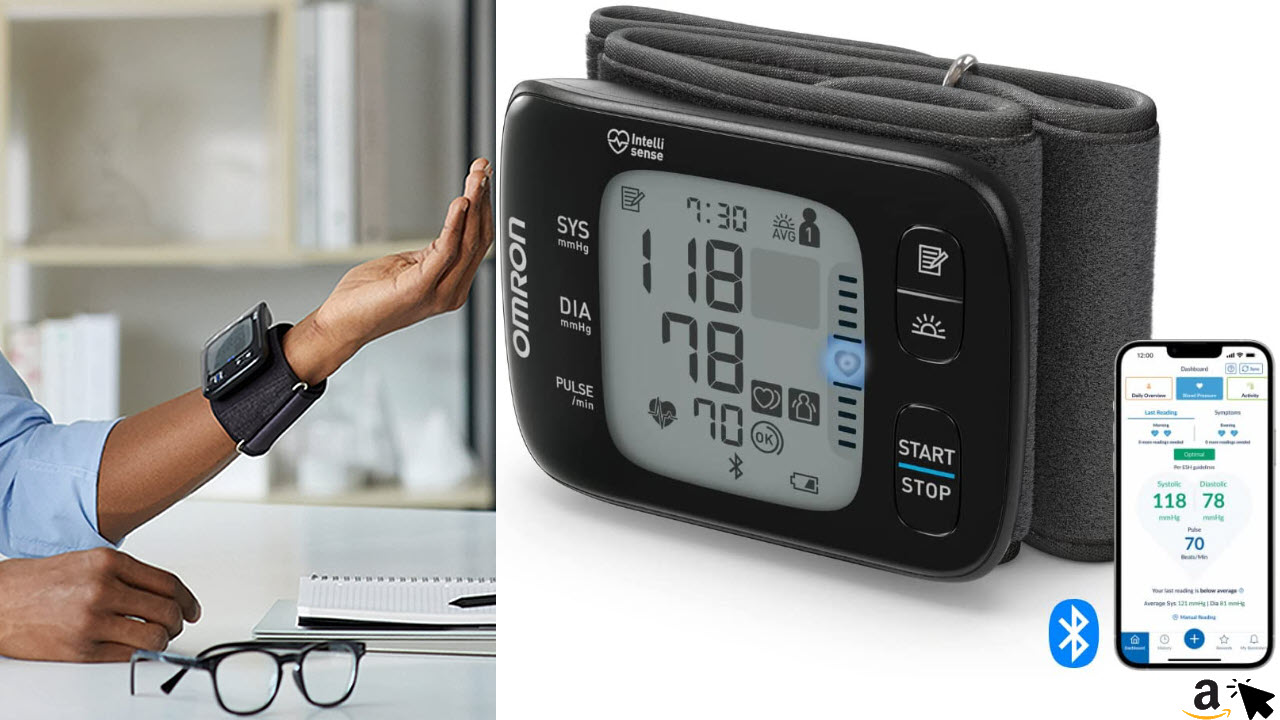Omron RS7 Intelli IT Handgelenk-Blutdruckmessgerät mit App, Bluetooth- und Smartphone-kompatibel