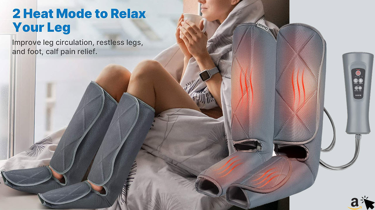 RENPHO Beinmassagegerät mit Wärme, Kompression Waden- und Fußmassage