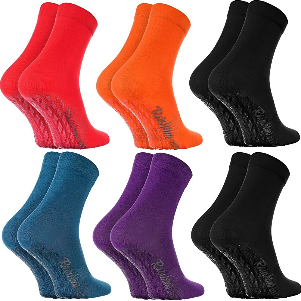 Rainbow Socks - Damen Herren Antirutsch Diabetiker Socken Ohne Gummibund ABS