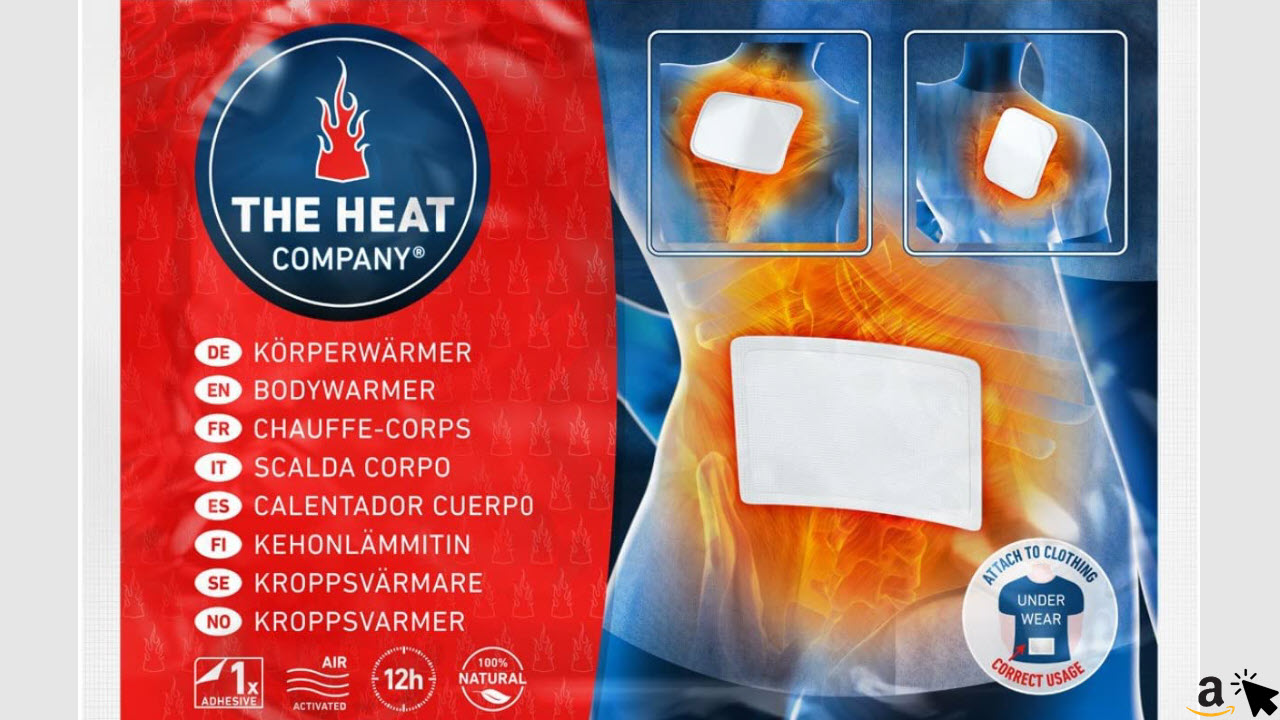 THE HEAT COMPANY Rücken Wärmepflaster, selbstklebende Rückenwärmer, 12 Stunden wohlige Wärme, luftaktiviert, rein natürlich