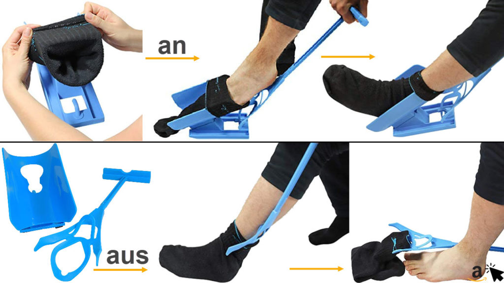 Anziehhilfen für Kompressionsstrumpf, Socken, Knöpfe und Hosen