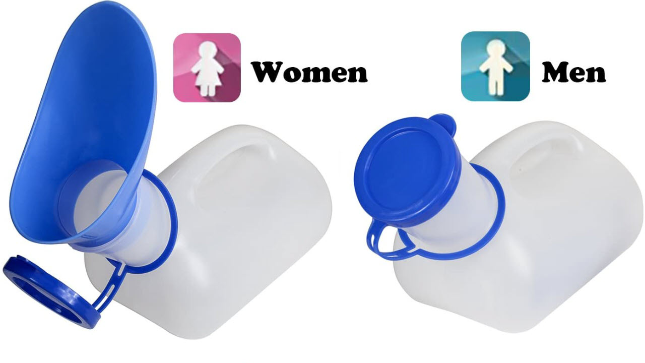 Urinflasche für Männer und Frauen, mit Trichter, Unisex Töpfchen Urinal für Auto Camping Outdoor Reisen, Urinal für Mann und Frau